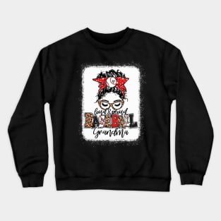 Baseball Grandma Messy Bun Shirt Leopard Baseball Grandma Crewneck Sweatshirt